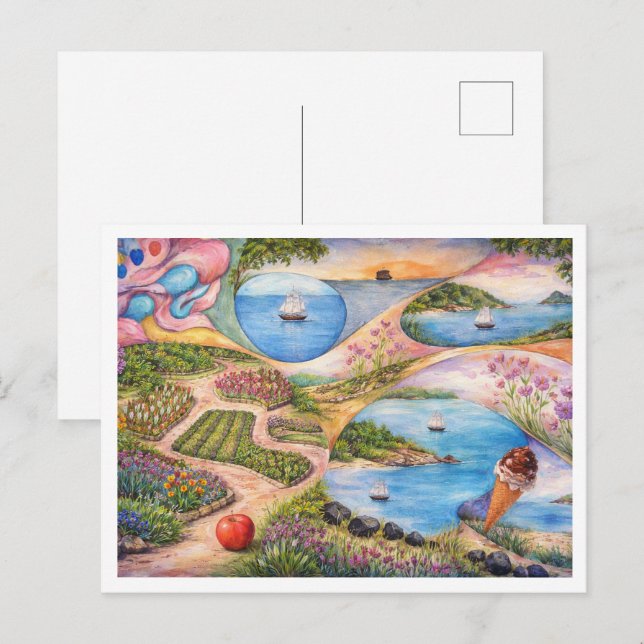 Paradiesgarten Postkarte (Vorne/Hinten)