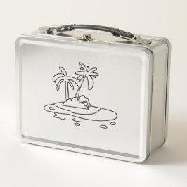Paradiesinsel Geschenk, Liniendrawing Metall Brotdose