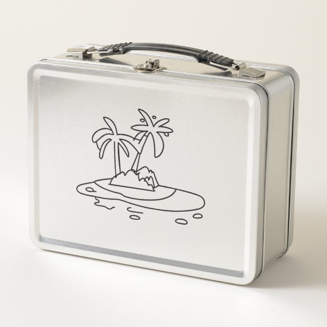 Paradiesinsel Geschenk, Liniendrawing Metall Brotdose (Vorderseite)