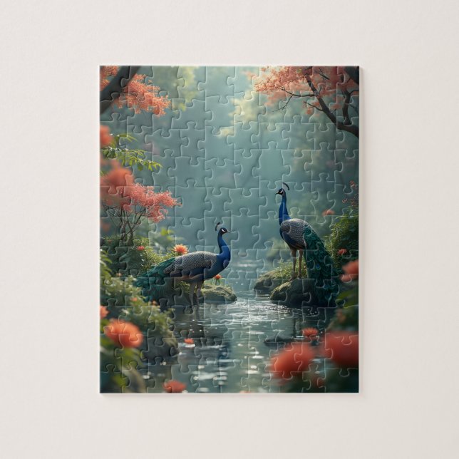 paradiesische Pfauen Puzzle (Vertikal)