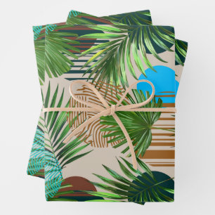 Paradiespflanzen hawaiianisches Muster Geschenkpapier Set