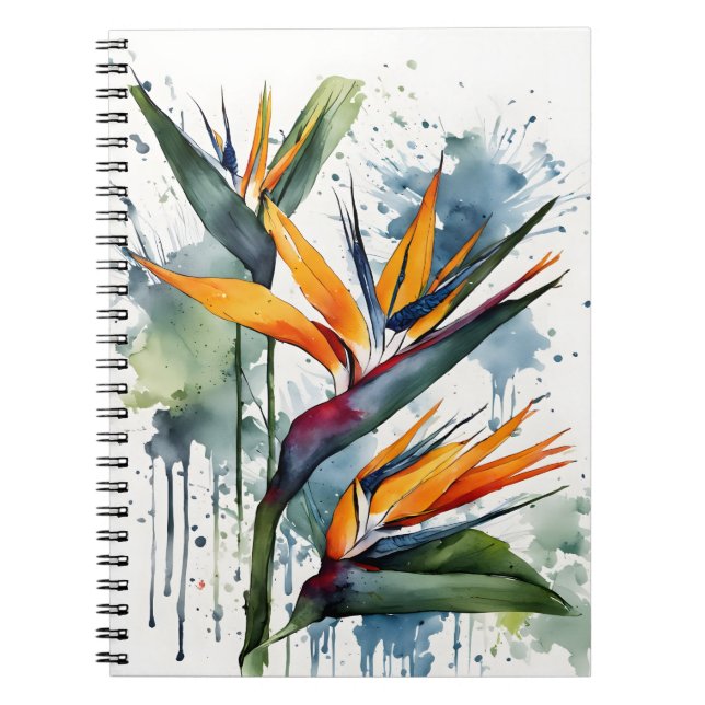 Paradiesvogel - Aquarellblumen Notizblock (Vorderseite)