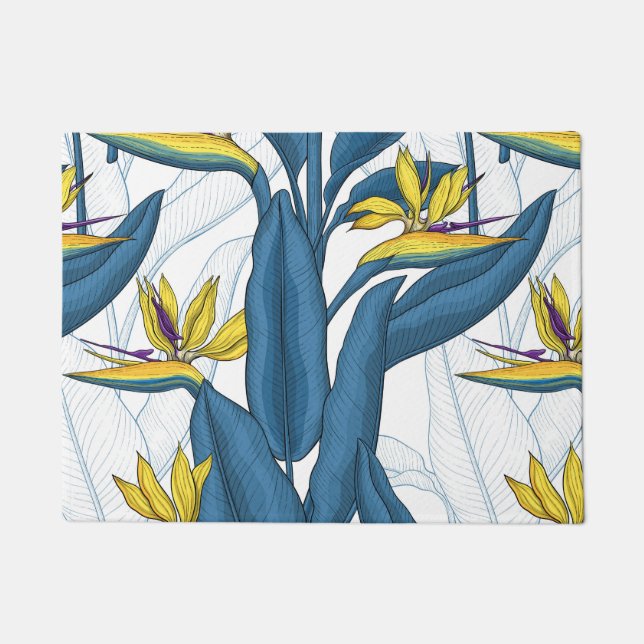 Paradiesvogel auf Weiß-Blume Fußmatte (Vorderseite)