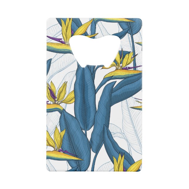 Paradiesvogel auf Weiß-Blume Geldbeutel Flaschenöffner (Vorderseite)