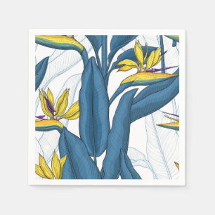 Paradiesvogel auf Weiß-Blume Serviette