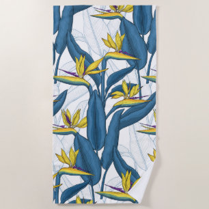 Paradiesvogel auf Weiß-Blume Strandtuch