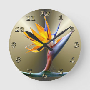 Paradiesvogel Blume Runde Wanduhr