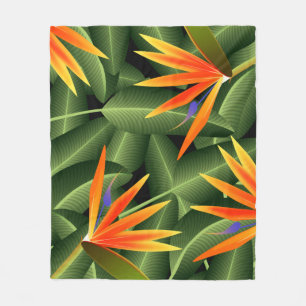 Paradiesvögel Blumen und Blätter Fleecedecke