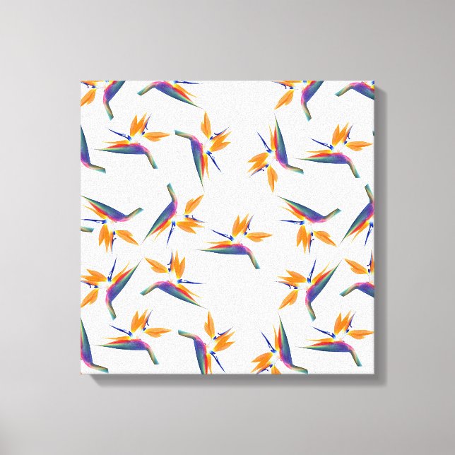 Paradiesvogel-Blumenmuster Leinwanddruck (Vorderseite)