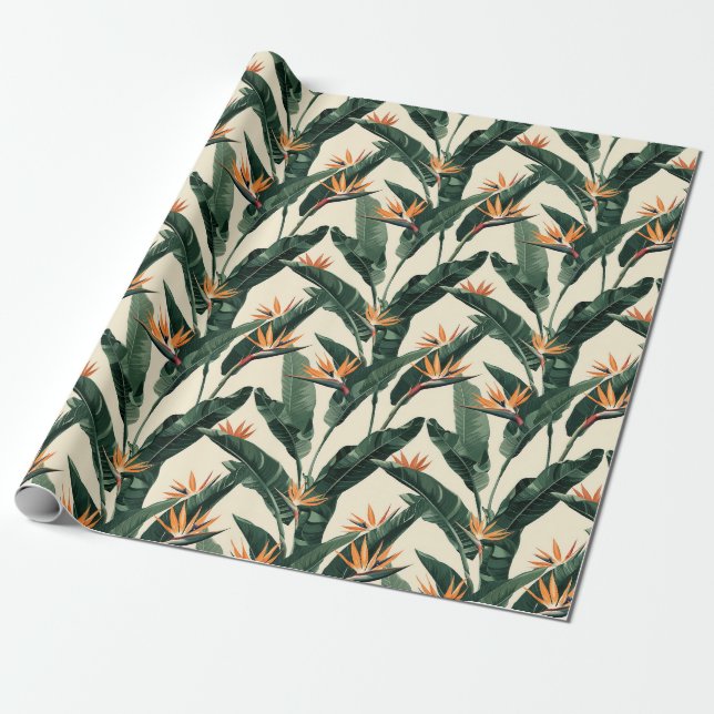 Paradiesvogel Botanisches Muster Decoupage Geschenkpapier (Ungerollt)