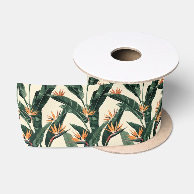 Paradiesvogel Botanisches Muster Satinband (Spule)