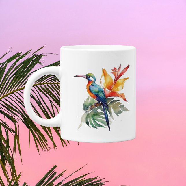 Paradiesvogel, bunter Phantasy-Vogel 'n Blume Kaffeetasse (Von Creator hochgeladen)
