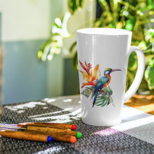 Paradiesvogel, bunter Phantasy-Vogel 'n Blume Milchtasse