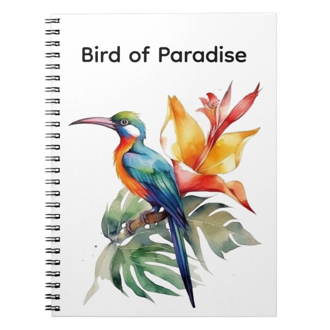 Paradiesvogel, bunter Phantasy-Vogel 'n Blume Notizblock (Vorderseite)