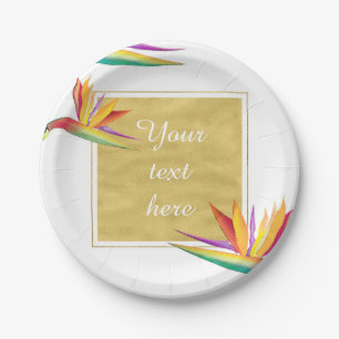 Paradiesvogel Elegant Gold Weiße Hochzeit Pappteller