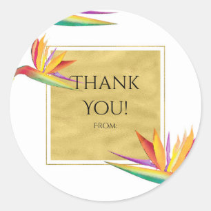 Paradiesvogel Elegant Gold Weiße Hochzeitsgunst Runder Aufkleber