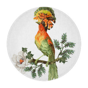 Paradiesvögel: Exotischer floraler Hintergrund Schneidebrett