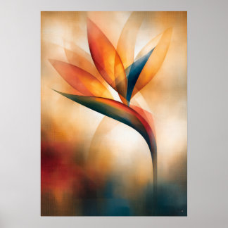 Paradiesvogel Kubistische Florale Abstraktion Poster