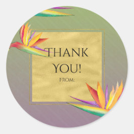 Paradiesvogel Lila und grüne Gastgeschenk Hochzeit Runder Aufkleber