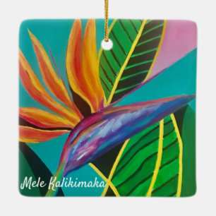 Paradiesvogel mit bemaltem Urlaubsornament Keramikornament