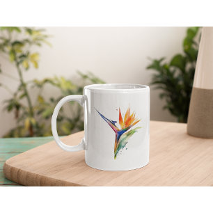 Paradiesvogel mit exotischen Blume und Aquarellfar Kaffeetasse