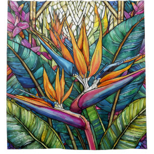 Paradiesvogel mit gestresstem Glas Duschvorhang