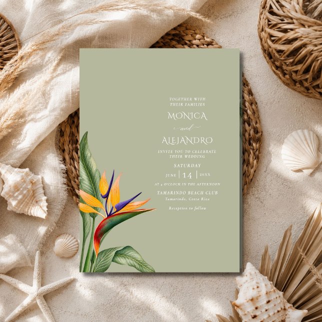 Paradiesvogel-Strandhochzeit Einladung (Bird of Paradise Beach Wedding Invitation)