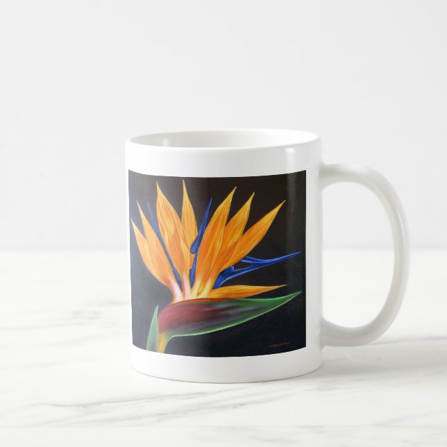 Paradiesvogel tropische Blumen-Malerei auf Tasse (Rechts)