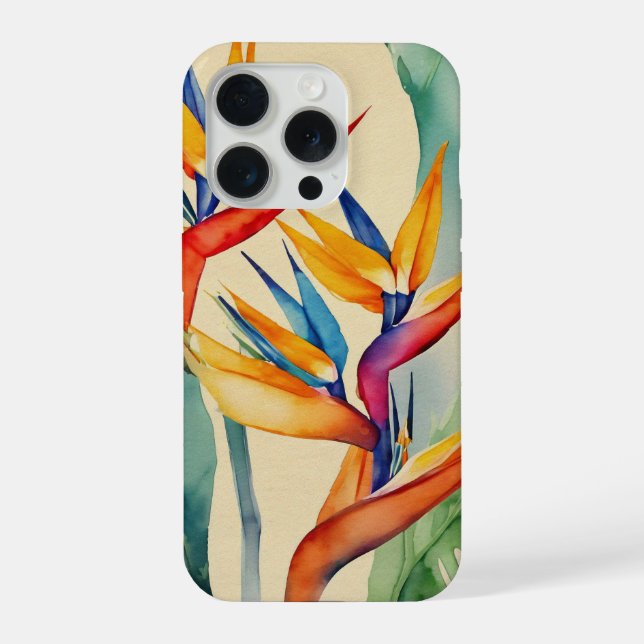 Paradiesvogel Tropisches Wasserfarben-Blumen-iPhon iPhone Hülle (Rückseite)