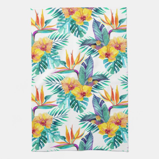 Paradiesvogel u. Orchideen-Muster Küchentuch (Vertikal)