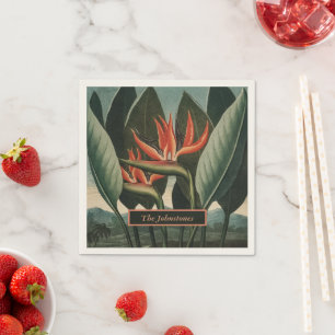 Paradiesvogel Vintager Flora-Tempel Serviette