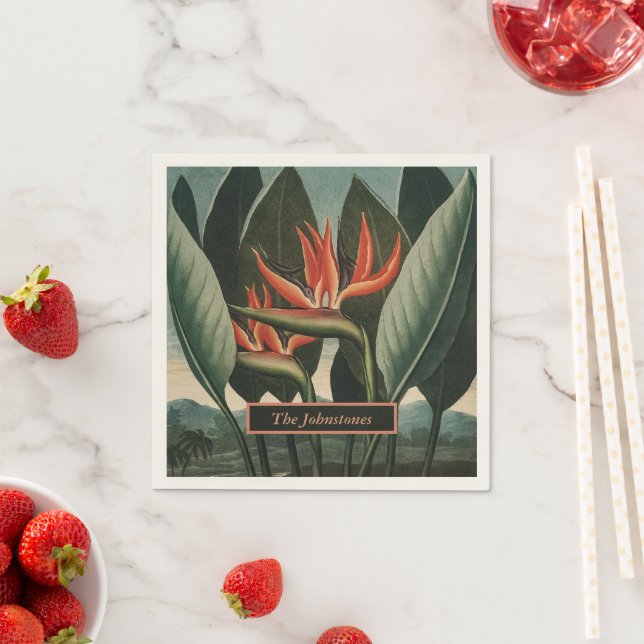 Paradiesvogel Vintager Flora-Tempel Serviette (Beispiel)