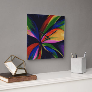 Paradise Abstrakte Blume Quadratische Wanduhr