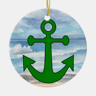 Paradise Beach Anchor Keramik Ornament