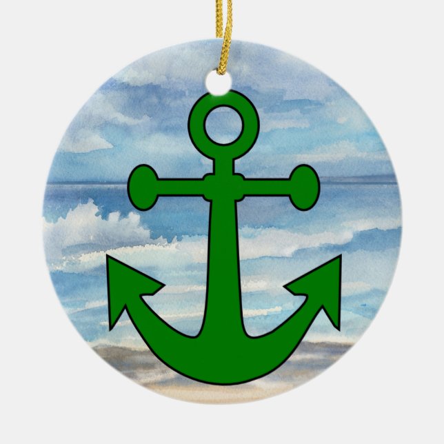 Paradise Beach Anchor Keramik Ornament (Vorne)