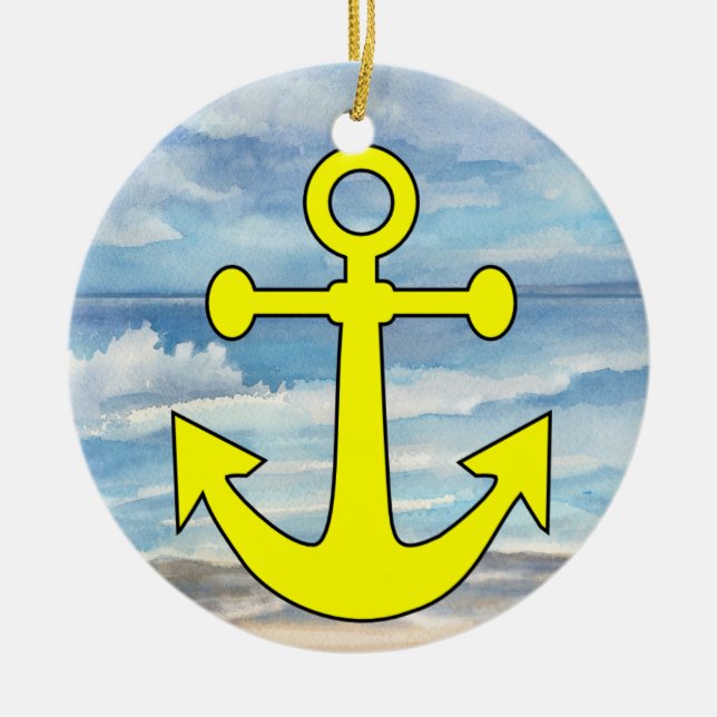 Paradise Beach Anchor Keramikornament (Vorne)