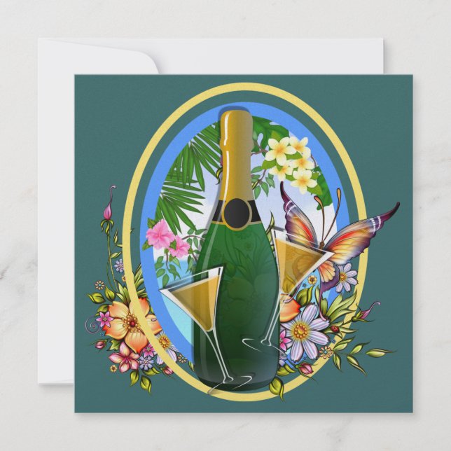 Paradise Beach Champagne Cocktail - SRF Einladung (Vorderseite)