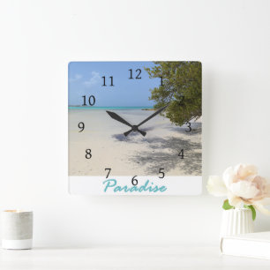 Paradise Beach Ocean Foto 202 Quadratische Wanduhr