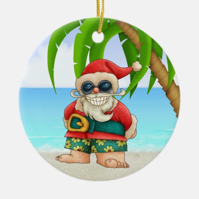 Paradise Beach Santa - SRF Keramik Ornament (Vorne)