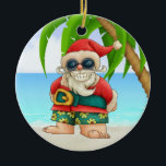Paradise Beach Santa - SRF Keramikornament<br><div class="desc">Viel Spaß damit! Denken Sie an Themen! Spielen Sie mit Hintergrundfarben, fügen Sie Text hinzu oder löschen Sie, und (gegen ein bisschen extra Gebühr) passen Sie den Rücken mit Bildern, Farbe, Ihr Logo / Geschäftsinfos, etc.! Erinnern Sie sich, Ziergegenstände sind nicht nur für Weihnachtsbäume. Sie sehen schön in Ihrer Zuhause...</div>
