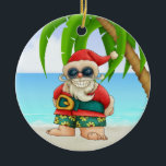 Paradise Beach Santa - SRF Keramikornament<br><div class="desc">Viel Spaß damit! Denken Sie an Themen! Spielen Sie mit Hintergrundfarben, fügen Sie Text hinzu oder löschen Sie, und (gegen ein bisschen extra Gebühr) passen Sie den Rücken mit Bildern, Farbe, Ihr Logo / Geschäftsinfos, etc.! Erinnern Sie sich, Ziergegenstände sind nicht nur für Weihnachtsbäume. Sie sehen schön in Ihrer Zuhause...</div>