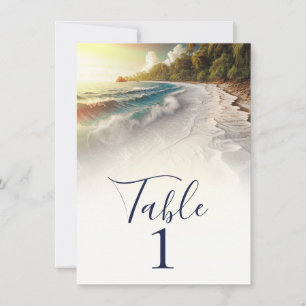Paradise Beach Sonnenuntergang Rustikale Tischnumm Einladung