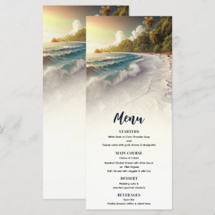 Paradise Beach Sunset Rustic Coastal Wedding Menü Menükarte