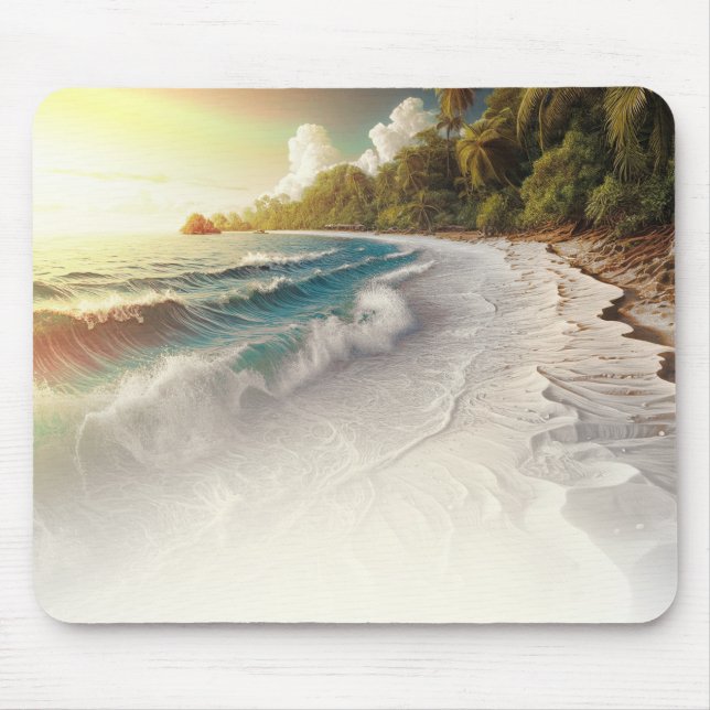 Paradise Beach Sunset Rustikale Küste Mousepad (Vorne)