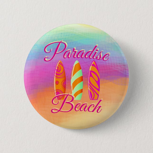 Paradise Beach Surfboards Button (Vorderseite)
