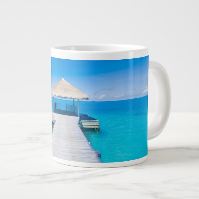 Paradise Beach | Tropisches Resort, Malediven Jumbo-Tasse (Vorderseite Rechts)