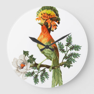 Paradise Birds: Exotic Floral Background Große Wanduhr