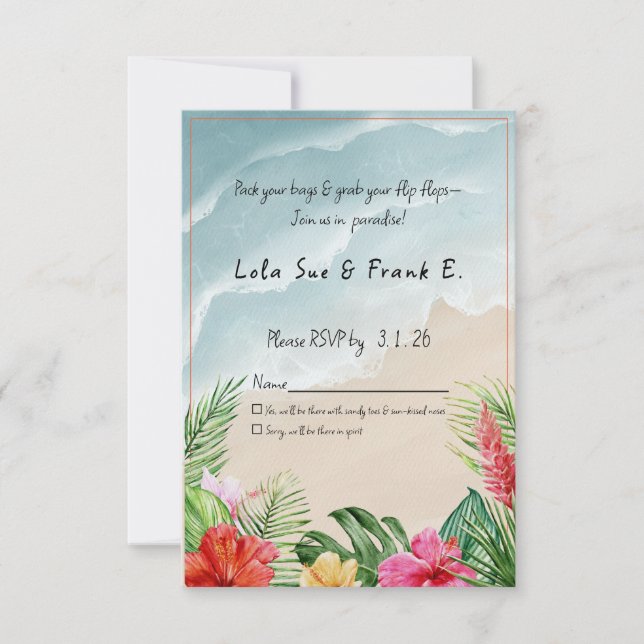 Paradise Blooms Wedding Response Card RSVP Karte (Vorderseite)