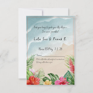 Paradise Blooms Wedding Response Card RSVP Karte