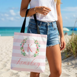 Paradise Floral und Streifen Monogramm